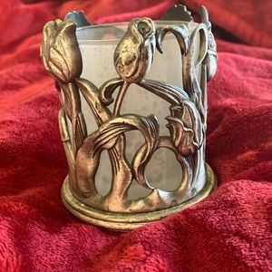 PEWTER VOTIVE TULIP CANDLE HOLDER